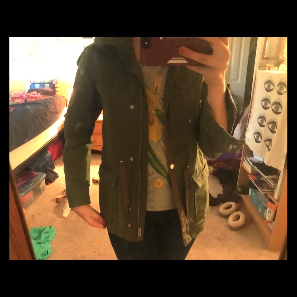 Green zip up fall jacket